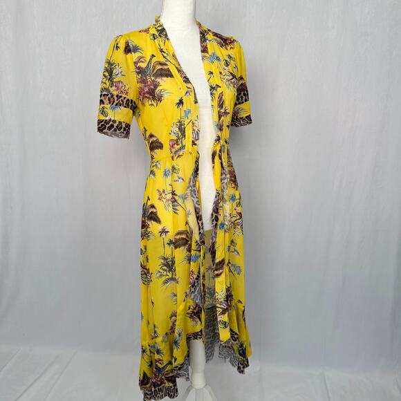 Le Superbe Tropical Chiffon Kimono Duster Robe Dress, Size 2 - Picture 7 of 11